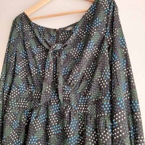 eSHAKTI | Flowy Lightweight Abstract Floral Mini Dress Tan Brown Sz L - Picture 6 of 11